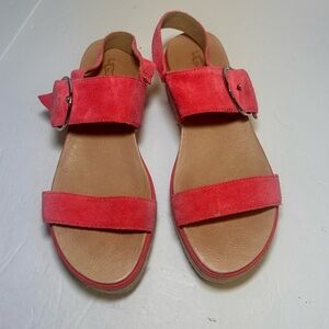 UGG April Espadrille Platform Sandal Suede Shoes Size 10 Barbie Core